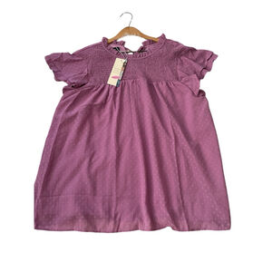 Women's Smocked Blouse Purple Size 2XL